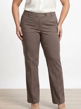 Eddie Bauer Shaw Relaxed Straight Leg Pants Taupe Khaki Size 12 Work Casual